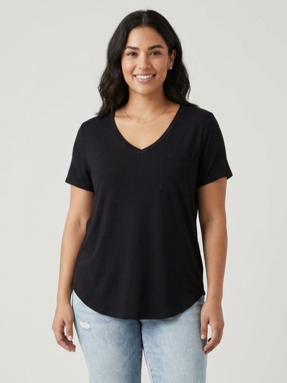 Wantable Black V-Neck Pocket Tee - Short Sleeve
